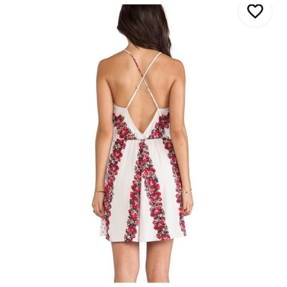 FREE PEOPLE Simona Halter Rose Floral Patchwork Mini Dress Size Medium - Picture 2 of 12